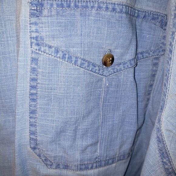 St. Johns Bay Men’s 2XL SS Jean Button-Down Shirt | Lightweight Blue Y2K - Picture 4 of 6